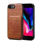 For iPhone SE 2022 / 2020 / 8 / 7 Imitation Crocodile Leather Back Phone Case with Holder(Brown) - 1