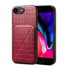 For iPhone SE 2022 / 2020 / 8 / 7 Imitation Crocodile Leather Back Phone Case with Holder(Rose Red) - 1