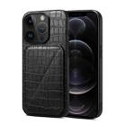 For iPhone 12 Pro Max Imitation Crocodile Leather Back Phone Case with Holder(Black) - 1