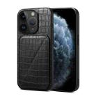 For iPhone 11 Pro Max Imitation Crocodile Leather Back Phone Case with Holder(Black) - 1