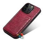 For iPhone 11 Pro Max Imitation Crocodile Leather Back Phone Case with Holder(Rose Red) - 6