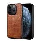 For iPhone 11 Pro Imitation Crocodile Leather Back Phone Case with Holder(Brown) - 1