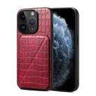 For iPhone 11 Pro Imitation Crocodile Leather Back Phone Case with Holder(Rose Red) - 1
