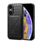 For iPhone XS / X Imitation Crocodile Leather Back Phone Case with Holder(Black) - 1