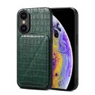 For iPhone XS / X Imitation Crocodile Leather Back Phone Case with Holder(Green) - 1