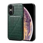 For iPhone XS Max Imitation Crocodile Leather Back Phone Case with Holder(Green) - 1