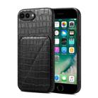 For iPhone 8 Plus / 7 Plus Imitation Crocodile Leather Back Phone Case with Holder(Black) - 1