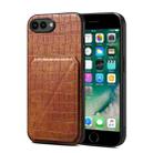 For iPhone 8 Plus / 7 Plus Imitation Crocodile Leather Back Phone Case with Holder(Brown) - 1