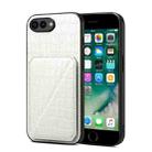 For iPhone 8 Plus / 7 Plus Imitation Crocodile Leather Back Phone Case with Holder(White) - 1