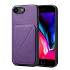 For iPhone SE 2022 / 2020 / 8 / 7 Imitation Calfskin Leather Back Phone Case with Holder(Purple) - 1