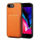For iPhone SE 2022 / 2020 / 8 / 7 Imitation Calfskin Leather Back Phone Case with Holder(Orange) - 1