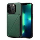 For iPhone 13 Pro Max Imitation Calfskin Leather Back Phone Case with Holder(Green) - 1