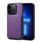 For iPhone 13 Pro Imitation Calfskin Leather Back Phone Case with Holder(Purple) - 1