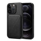 For iPhone 12 / 12 Pro Imitation Calfskin Leather Back Phone Case with Holder(Black) - 1