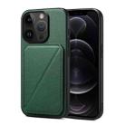 For iPhone 12 / 12 Pro Imitation Calfskin Leather Back Phone Case with Holder(Green) - 1