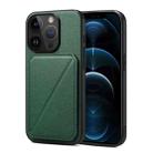 For iPhone 12 Pro Max Imitation Calfskin Leather Back Phone Case with Holder(Green) - 1