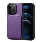 For iPhone 12 Pro Max Imitation Calfskin Leather Back Phone Case with Holder(Purple) - 1