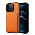 For iPhone 12 Pro Max Imitation Calfskin Leather Back Phone Case with Holder(Orange) - 1