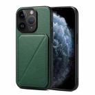 For iPhone 11 Pro Max Imitation Calfskin Leather Back Phone Case with Holder(Green) - 1