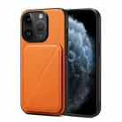 For iPhone 11 Pro Max Imitation Calfskin Leather Back Phone Case with Holder(Orange) - 1