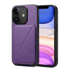 For iPhone 11 Imitation Calfskin Leather Back Phone Case with Holder(Purple) - 1