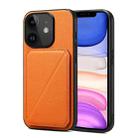 For iPhone 11 Imitation Calfskin Leather Back Phone Case with Holder(Orange) - 1