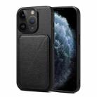 For iPhone 11 Pro Imitation Calfskin Leather Back Phone Case with Holder(Black) - 1