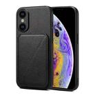 For iPhone XS / X Imitation Calfskin Leather Back Phone Case with Holder(Black) - 1