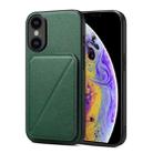 For iPhone XS / X Imitation Calfskin Leather Back Phone Case with Holder(Green) - 1