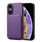 For iPhone XS / X Imitation Calfskin Leather Back Phone Case with Holder(Purple) - 1