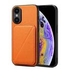 For iPhone XS / X Imitation Calfskin Leather Back Phone Case with Holder(Orange) - 1