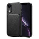 For iPhone XR Imitation Calfskin Leather Back Phone Case with Holder(Black) - 1