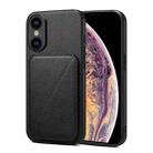 For iPhone XS Max Imitation Calfskin Leather Back Phone Case with Holder(Black) - 1
