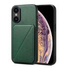 For iPhone XS Max Imitation Calfskin Leather Back Phone Case with Holder(Green) - 1