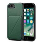For iPhone 8 Plus / 7 Plus Imitation Calfskin Leather Back Phone Case with Holder(Green) - 1