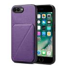 For iPhone 8 Plus / 7 Plus Imitation Calfskin Leather Back Phone Case with Holder(Purple) - 1