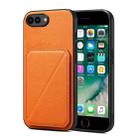 For iPhone 8 Plus / 7 Plus Imitation Calfskin Leather Back Phone Case with Holder(Orange) - 1