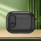 For AirPods Pro 2 Carbon Fiber Texture Wireless Earphones Case with Security Lock(Black) - 1