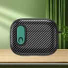 For AirPods Pro 2 Carbon Fiber Texture Wireless Earphones Case with Security Lock(Dark Green) - 1