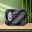 For AirPods Pro 2 Carbon Fiber Texture Wireless Earphones Case with Security Lock(Purple) - 1