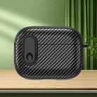 For AirPods Pro Carbon Fiber Texture Wireless Earphones Case with Security Lock(Black) - 1