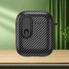 For AirPods 2 / 1 Carbon Fiber Texture Wireless Earphones Case with Security Lock(Black) - 1