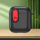 For AirPods 2 / 1 Carbon Fiber Texture Wireless Earphones Case with Security Lock(Red) - 1