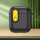 For AirPods 2 / 1 Carbon Fiber Texture Wireless Earphones Case with Security Lock(Yellow) - 1