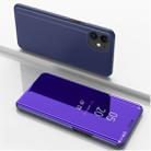 For iPhone 12 Pro Max Plated Mirror Horizontal Flip Leather Case with Holder(Purple Blue) - 1