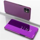 For iPhone 12 / 12 Pro Plated Mirror Horizontal Flip Leather Case with Holder(Purple) - 1