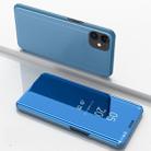 For iPhone 12 / 12 Pro Plated Mirror Horizontal Flip Leather Case with Holder(Blue) - 1