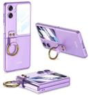 For OPPO Find N2 Flip GKK Integrated Ultra-thin Full Coverage Phone Case with Ring Holder(Purple) - 1