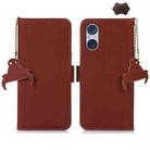 For Sony Xperia 5 V Genuine Leather Magnetic RFID Leather Phone Case(Coffee) - 1