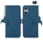 For Sony Xperia 5 V Genuine Leather Magnetic RFID Leather Phone Case(Blue) - 1